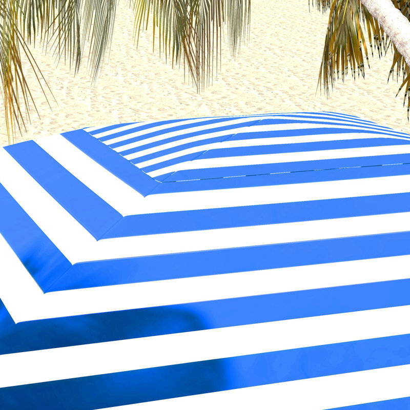 Parasol de plage portatif 5,9 'x 5,9' Outsunny, Bleu clair/blanc