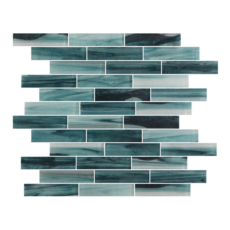 Island Antigua 1" x 4" Glass Linear Mosaic Wall Tile, Sky