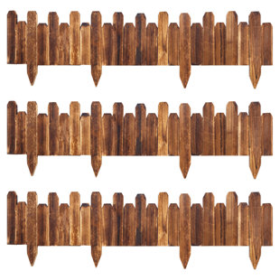 Bordure de jardin en bois Clôture de jardin en bois Bordure de paysage décorative Clôture en bois d'extérieur pour cour d'arbre de jardin Bordures de bordure de fleurs - H 14,96 po x L 47,3 po (paquet de 3)