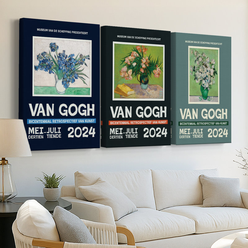 Van Gogh, exposition d'affiches sur toile I - 3 pièces, H 12 po x l 24 po