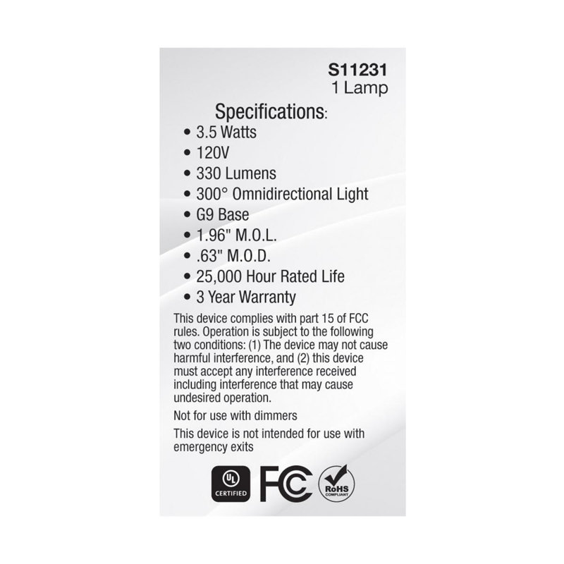 3.5 Watt Clear LED Bulb, 4000K