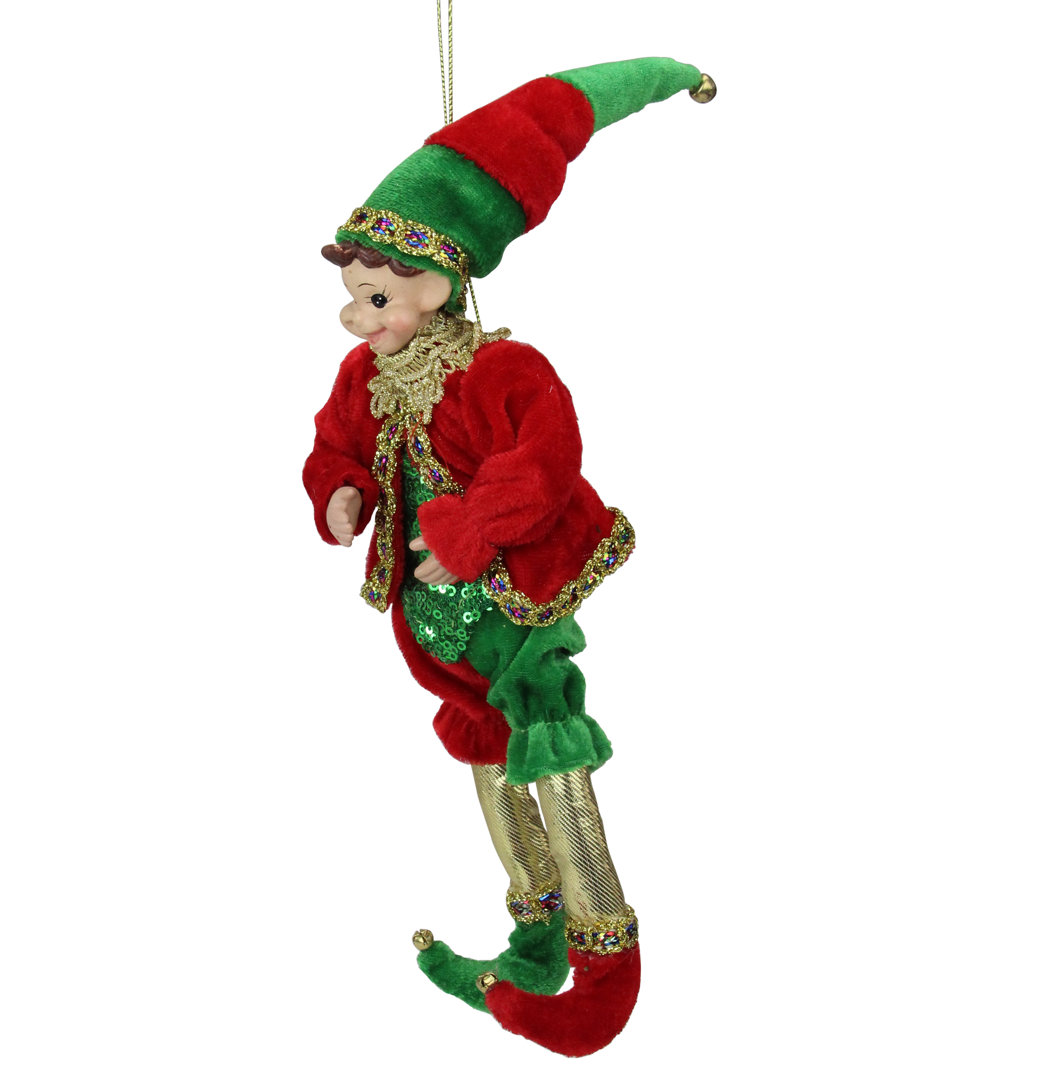 12" Red and Green Bendable Elf in a Suit Hanging Christmas Ornament Northlight Seasonal