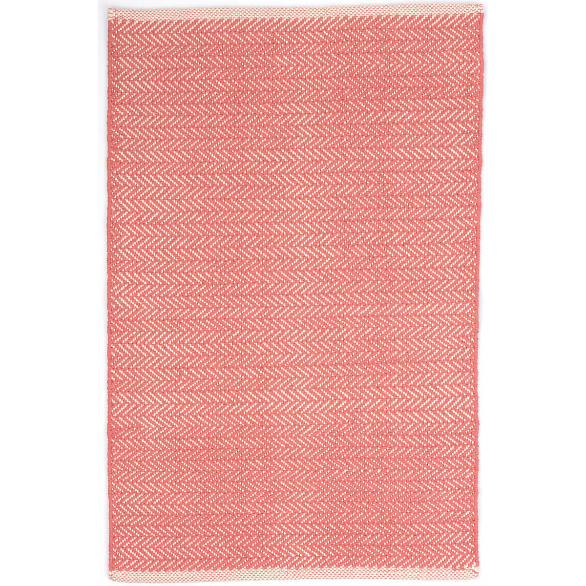 Herringbone Cotton Slate Gray Rug, Coral, Rectangle 8'6" x 11'6"