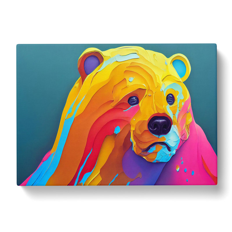 Bear Paint Splash Vol.4 Abstract - Wrapped Canvas Print, 35cm H x 50cm W x 3cm D