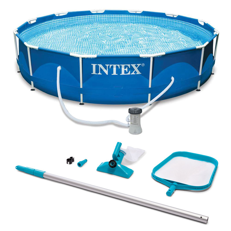 Intex 10ft x 30in Metal Frame Swimming Pool with Filter and Maintenance Kit