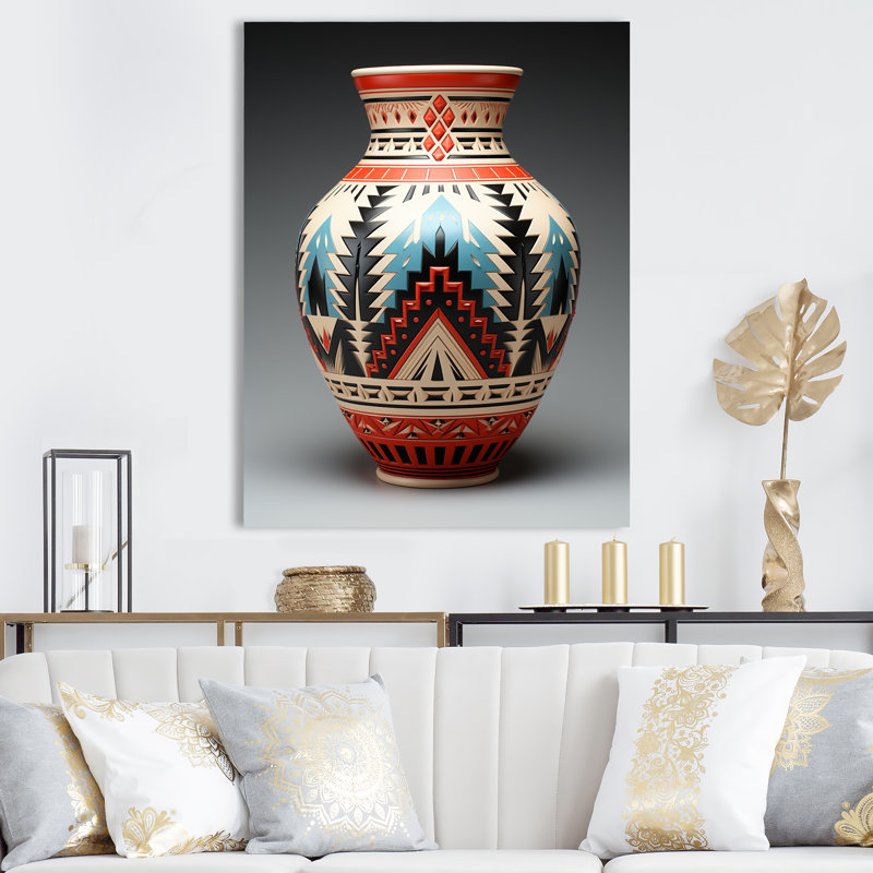 " Native Pueblo Pottery II ", Wrapped Canvas, 44" H x 34" W