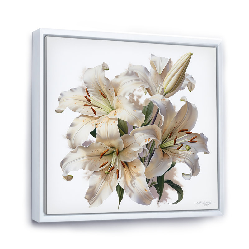 «Lily Blossom Ballet I» sur toile, H 36 po x l 36 po x P 1,5 po, Cadre flottant blanc