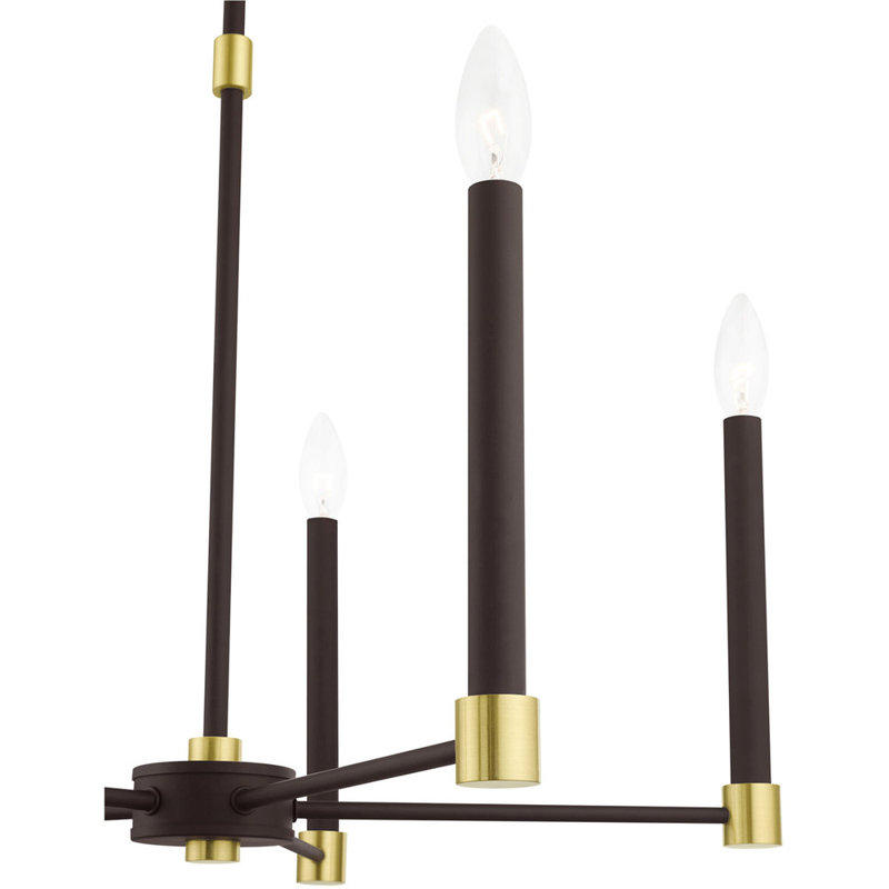 Lustre classique de style bougie à 5 lumières Ceire, Bronze avec accents laiton satiné