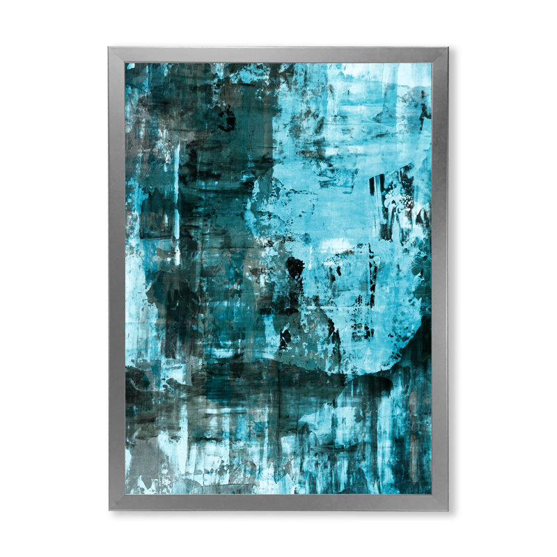 Art abstrait bleu, art abstrait bleu, Cadre photo argenté