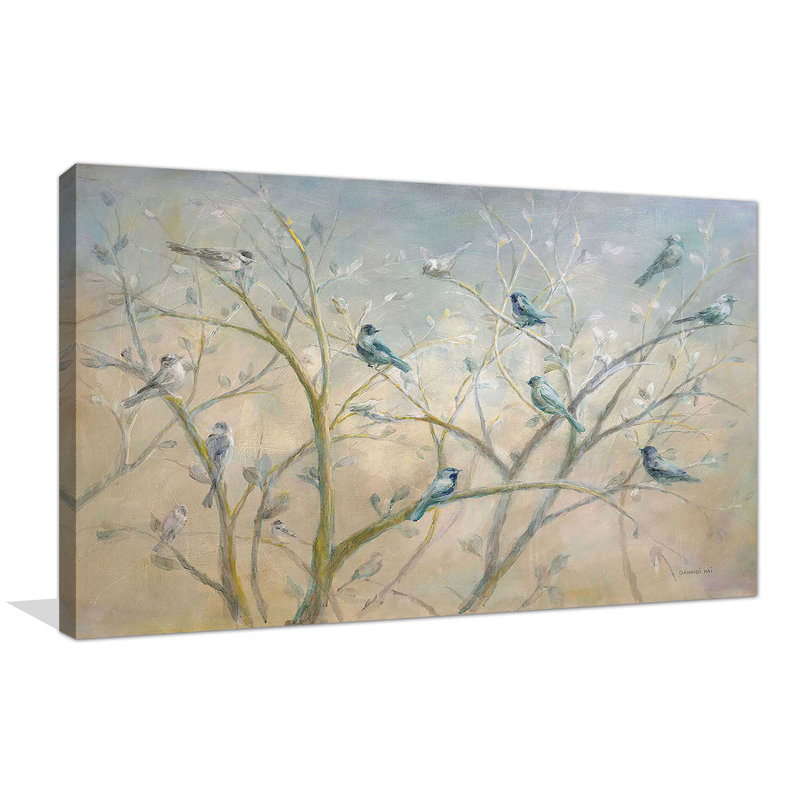 «Spring Gathering» par Danhui Nai - Peinture, Toile tendue, H 18 po x l 30 po x P 1 po