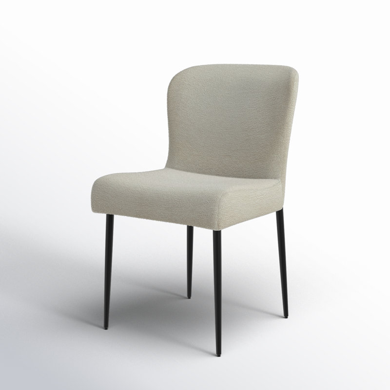 Katlynn Taupe Boucle Upholstered Side Chair with Black Metal Legs