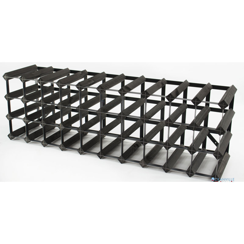 Felica 40 Bottle Floor Wine Bottle Rack, Black Stained / Black Steel
