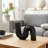 Stoneware Ceramic Vase with Sculptural Curved Shape and Ribbed Textured Design-308319678