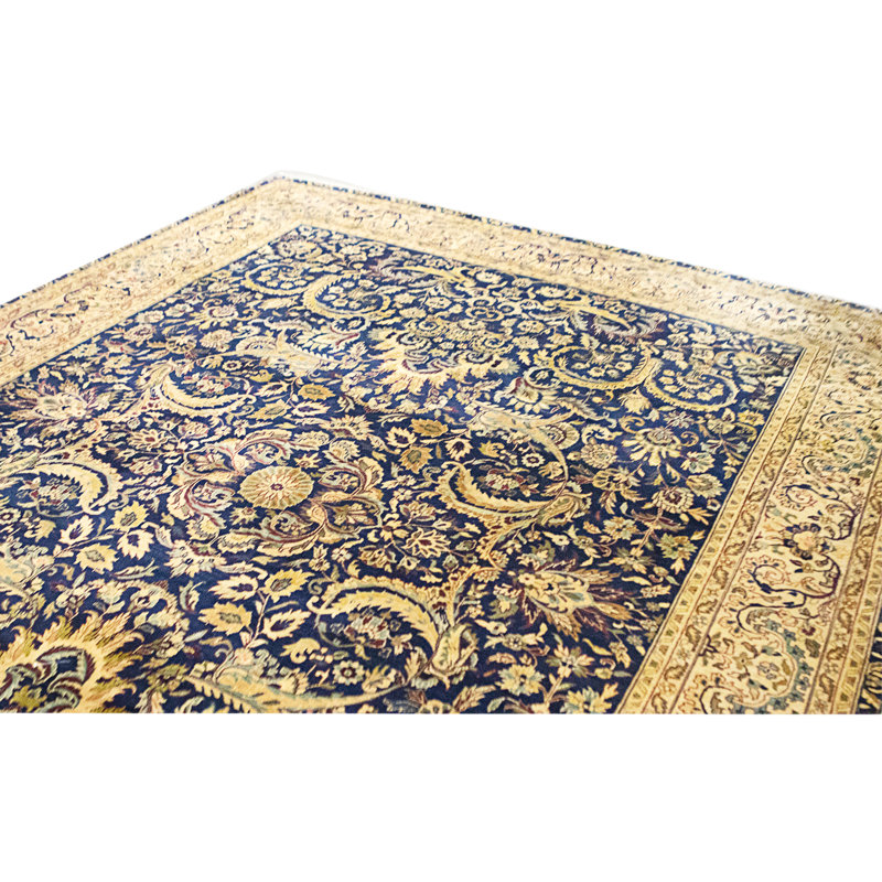 Hand Knotted Area Rug, Blue, Rectangle 12'4" x 9'
