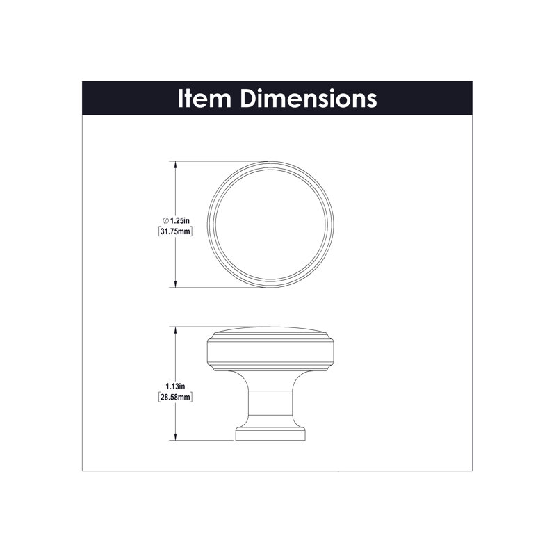Poignée champignon Piper - Poignée d'armoire en laiton doré brossé de 1 1/4 po de diamètre - Quincaillerie de style Mid-Century pour tiroirs et armoires