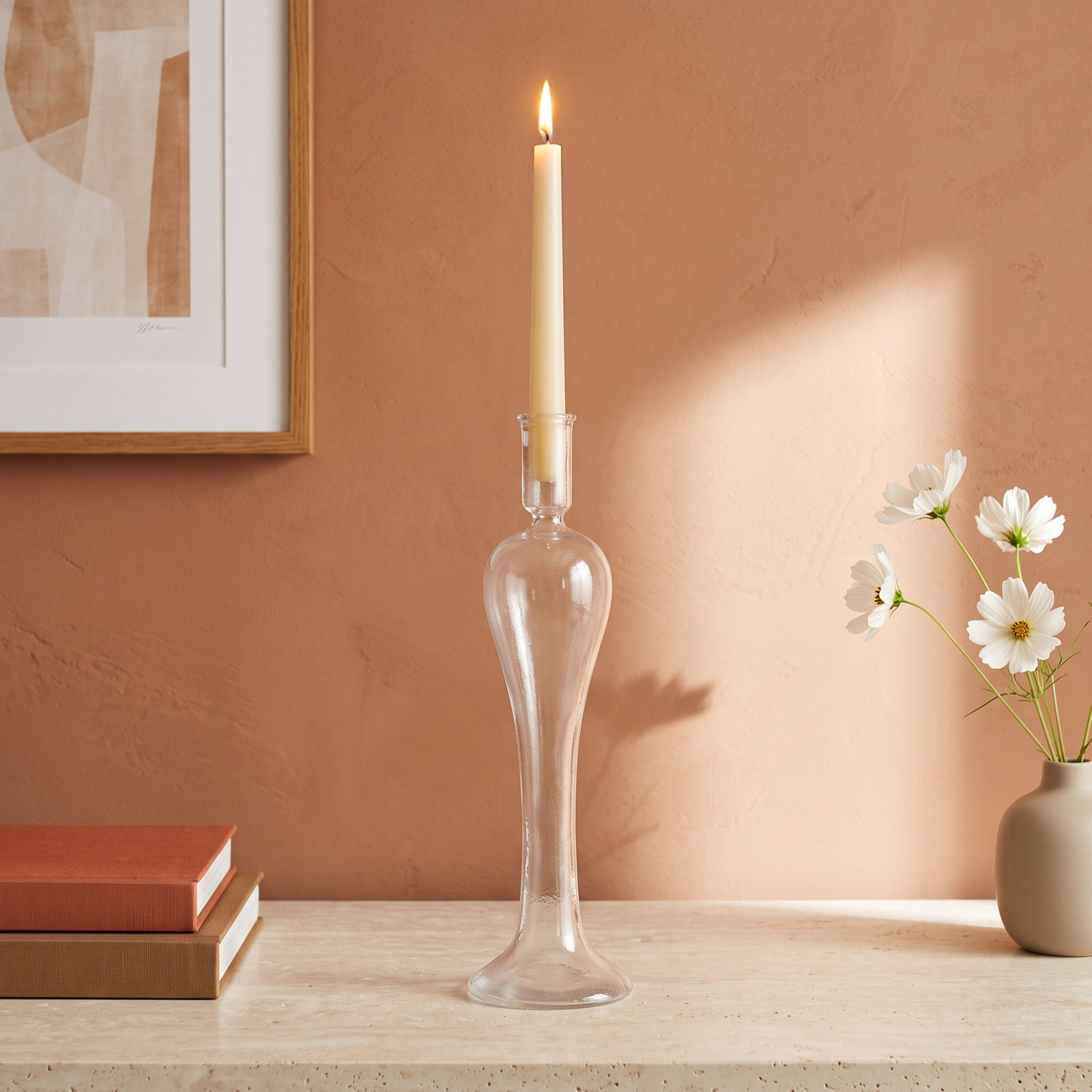 Clear Glass Candlestick Holder