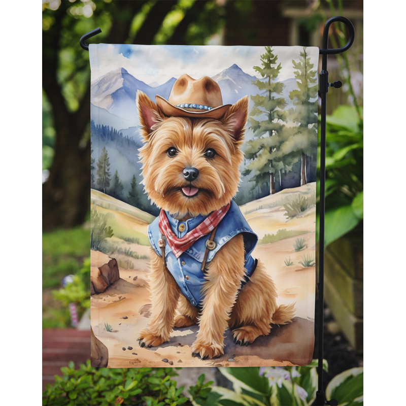 Drapeau Cowboy Welcome Garden, Norwich Terrier
