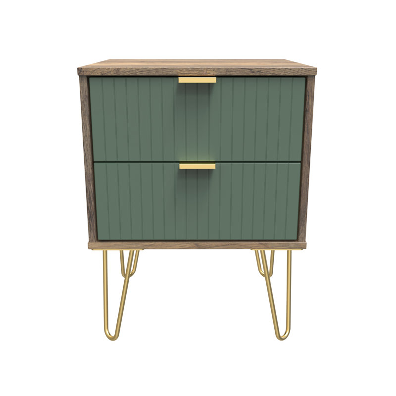 Beranda 45cm W Manufactured Wood Bedside Table, Labrador Green/Vintage Oak