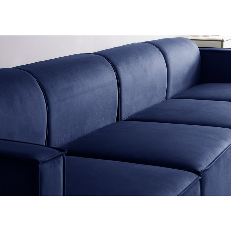 Necie Linen Sofa, 4, Dark Blue