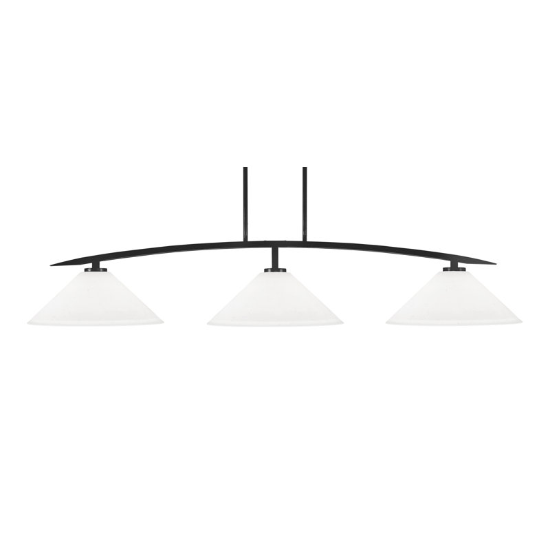 Lampe de table en mousseline 3 lumières kurve, Noir mat, H 10 po x l 55,75 po x P 16 po