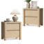 Table de chevet moderne Rondo 25,6 po de hauteur, en bois naturel courbé, avec 2 tiroirs, pour chambre à coucher (ensemble de 2)-125049471