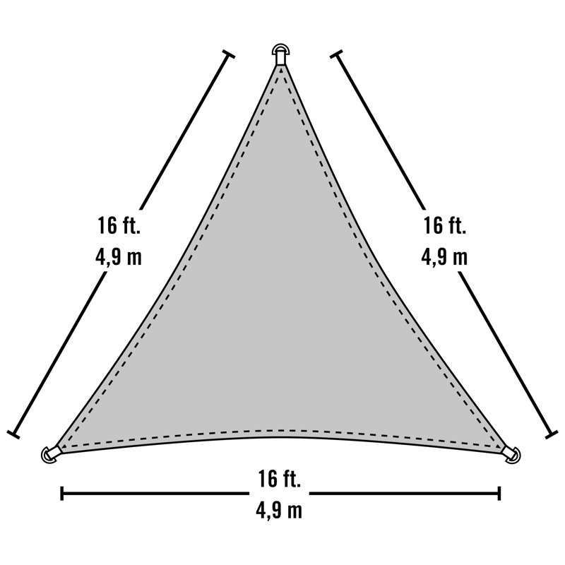 Sea Blue 16ft Triangle Polyethylene Shade Sail