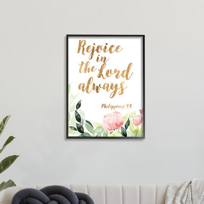 «Rejoice In The Lord Spiritual Quote Philippians 4: 4 Soft Florals», impression