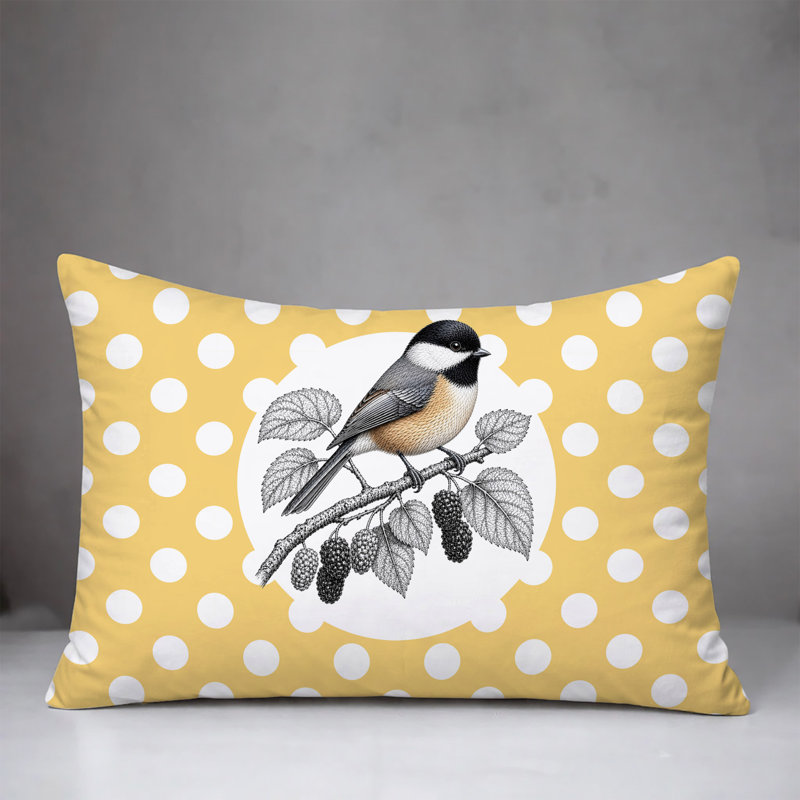 Oreiller réversible intérieur / extérieur Chikadee, 25 x 18, Jaune