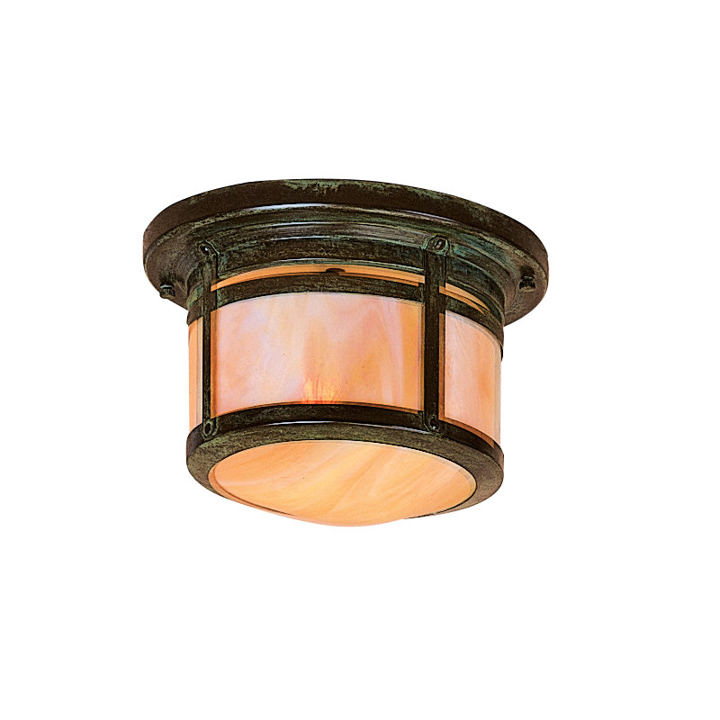 Berkeley 2 - Light Flush Mount, Mission Brown, Gold White Iridescent, 8.5" H x 13.75" W