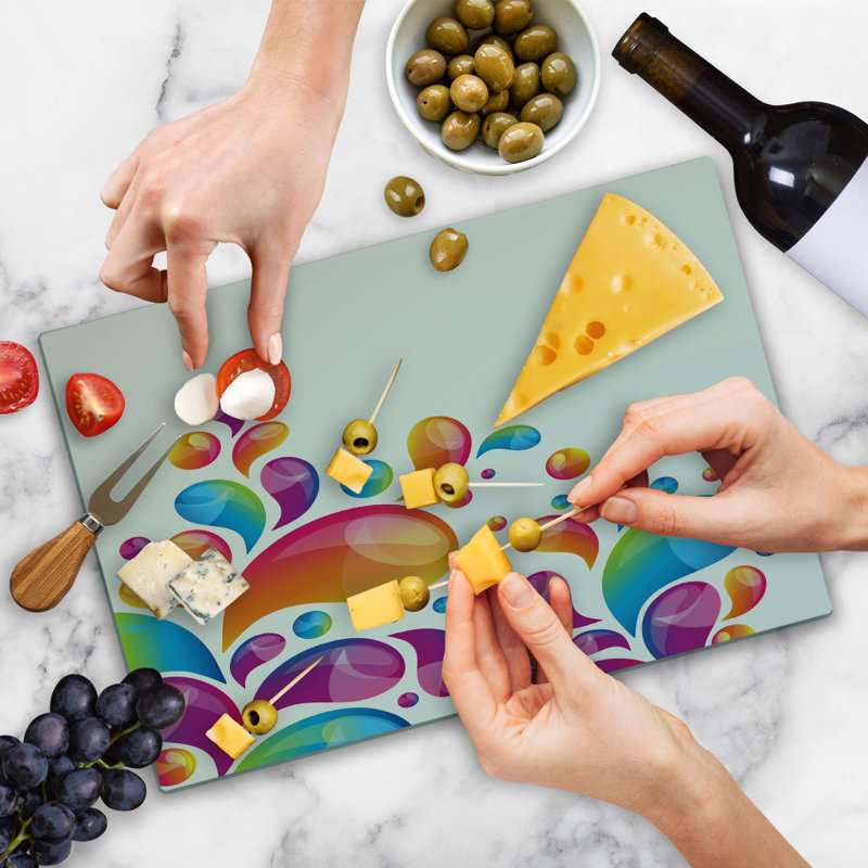 Ambesonne Colorful Cutting Board Large Size Abstract Raindrops Splash Multicolor