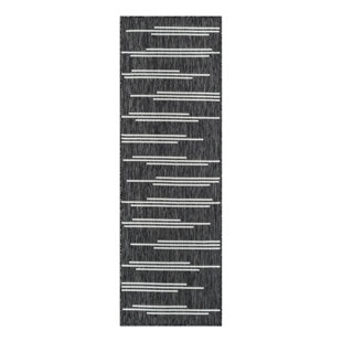 Tapis intérieur / extérieur en polypropylène géométrique tissé à la machine en noir / blanc