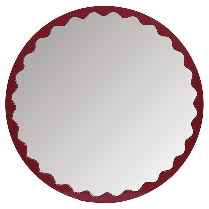Miroir rond Santosh bordeaux brillant festonné, Bourgogne