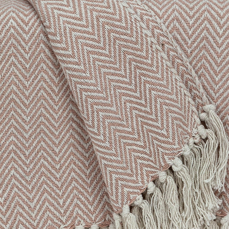 Jeté réversible en coton tissé rose