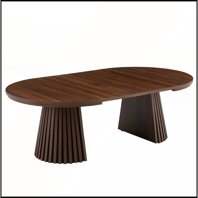 Table basse ronde en bois extensible avec pieds à lattes pour les salons modernes