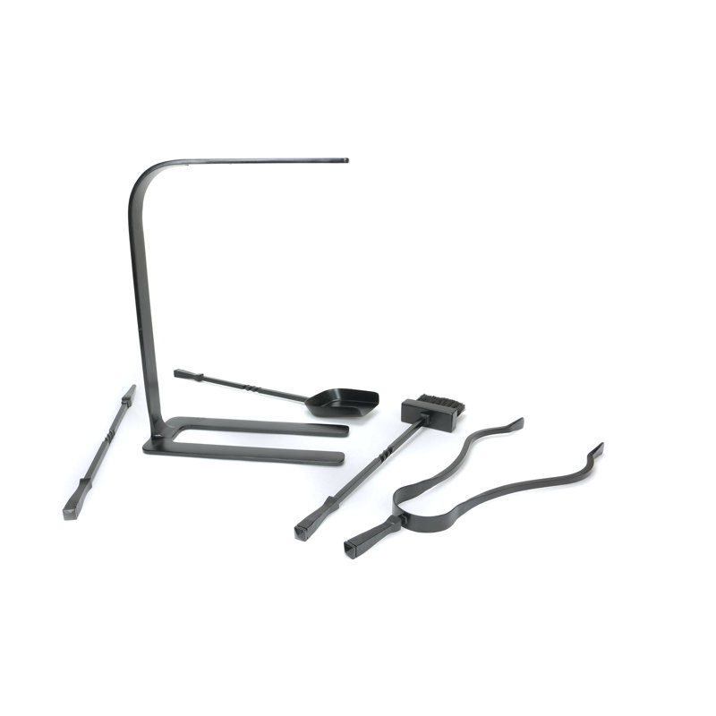 Steel Fireplace Tool Set, Matt Black