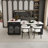 80-Inch Expandable Kitchen Island Dining Table Marble-Grain Countertop Power Outlet Mobile Storage Cart Cabinet 2 Drawers-1962572042-1962572043