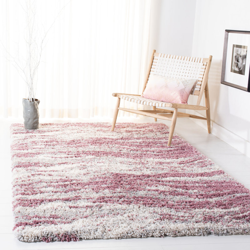 Tapis rose à motif abstrait Agassiz, Rectangle 4 pi x 6 pi