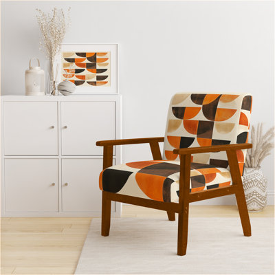 Fauteuil abstrait Mid-Century rembourré - Fauteuil Crescent Rhyth in Terracotta II
