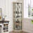 Corner Curio Cabinet with Light and Adjustable Glass Shelves-1604443193