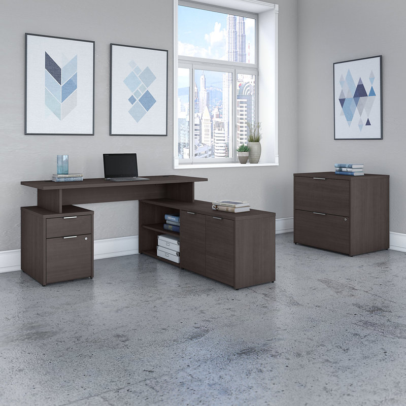 Ensemble de bureau rectangulaire 4 pièces Jamestown, H 29,66 po x l 59,69 po x P 59,17 po, Gris orage