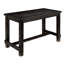Table de bar/meuble de salle à manger 1 pièce, style antique noir vieilli, avec traverse centrale servant de support et de repose-pieds. Table haute de comptoir.