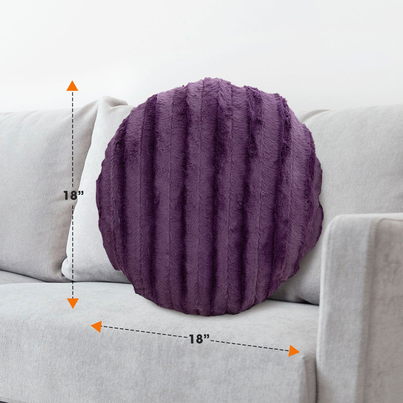 Textured Faux Fur Throw Pillow, Purple