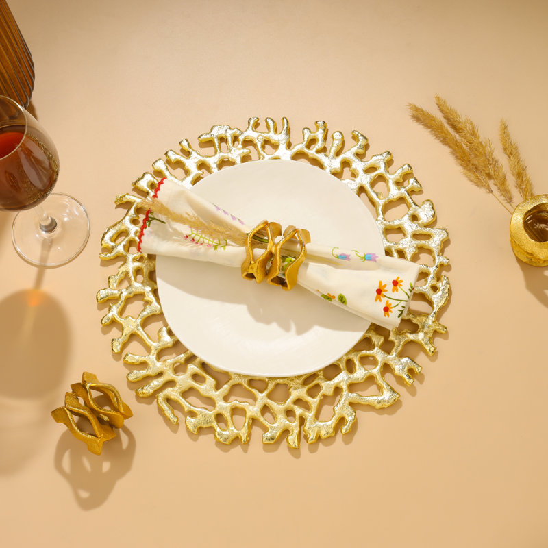 Plat de service métallique Golden Gleam, Doré