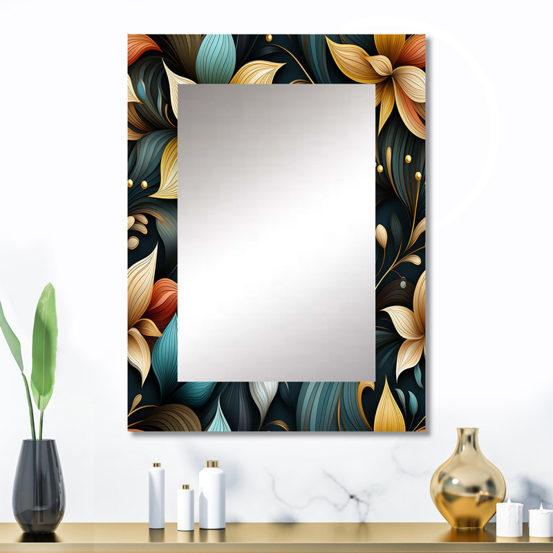 Ariday Mindful Contemplation Mediation - miroir mural floral, miroir décoratif floral, impression d'art en métal