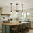1-Light Matte Black Pendant with Seeded Glass Shade-607830776
