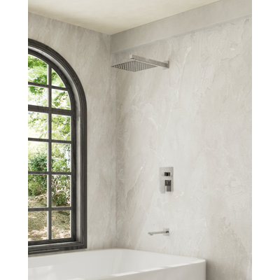 Crozet Pressure Balance Tub and Shower Faucet Trim Kit with 10-Inch Shower Head Rough-in Valve