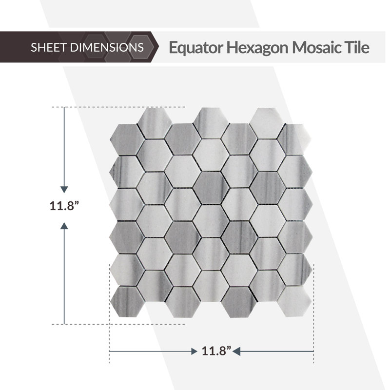 11.8" x 11.8" Natural Stone Honeycomb Mosaic Wall & Floor Tile, White