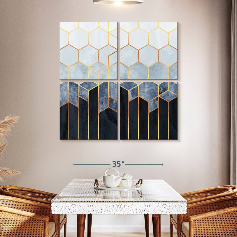 Avery Soft Blue Hexagons, 45'' H x 45'' W