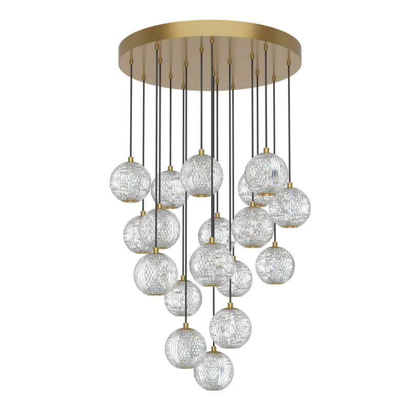 Marni 18 - Light LED Cluster Pendant, Natural Brass