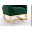 Chaise berçante confortable en tissu Teddy avec pieds en bois emballés, parfaite pour la détente et les intérieurs modernes, vert